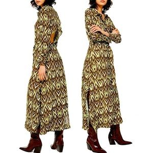 Topshop Open Back Shirt Dress In Zigzag